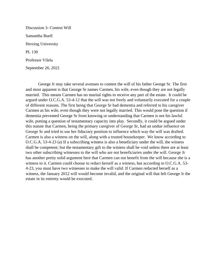 Contesting a Will - Examining George Sr's Estate