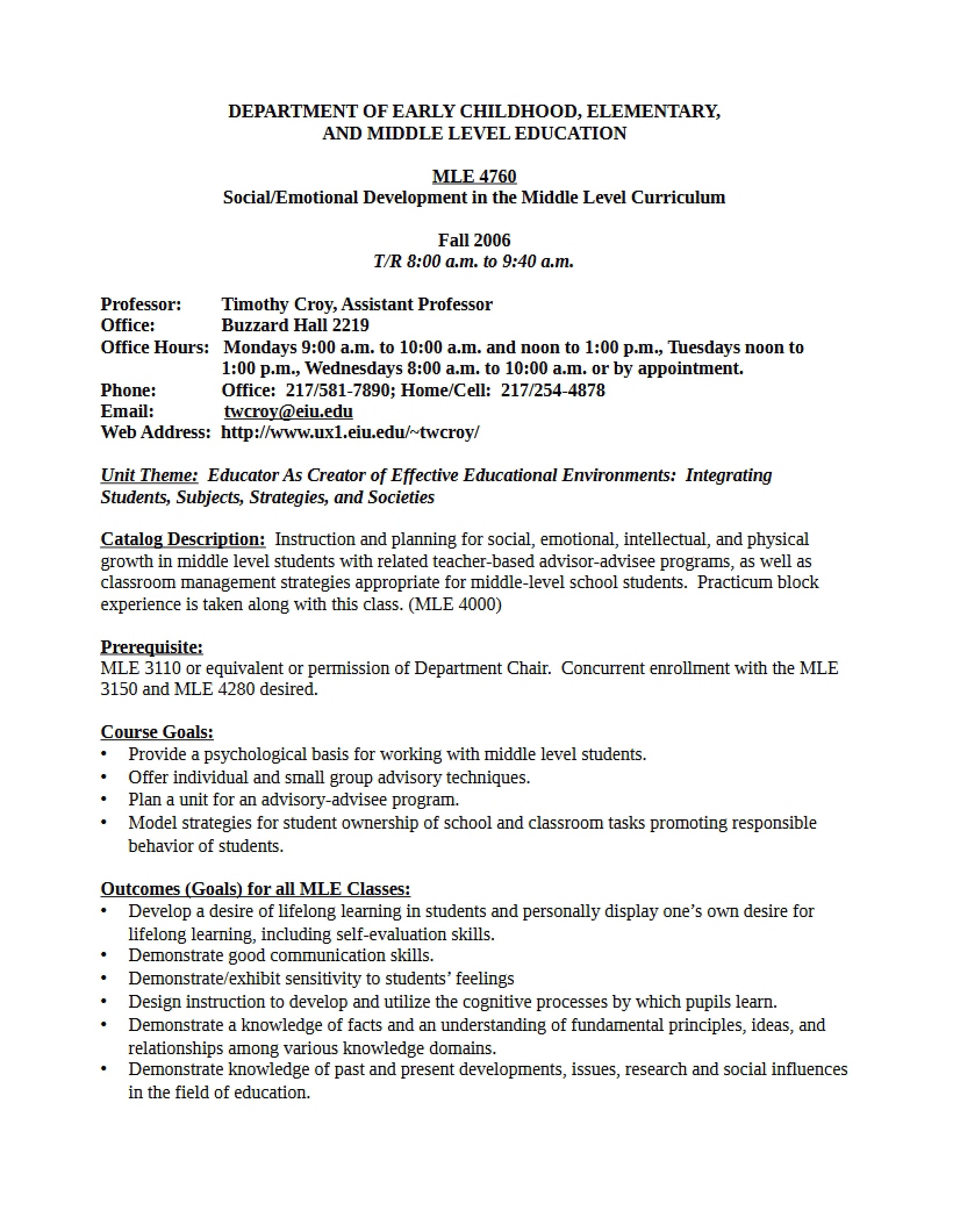 Syllabus Social-Emotional Development