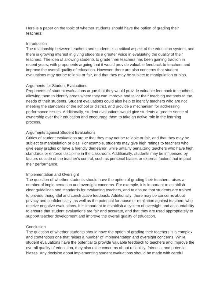 English 102 - Teacher Evaluation Paper