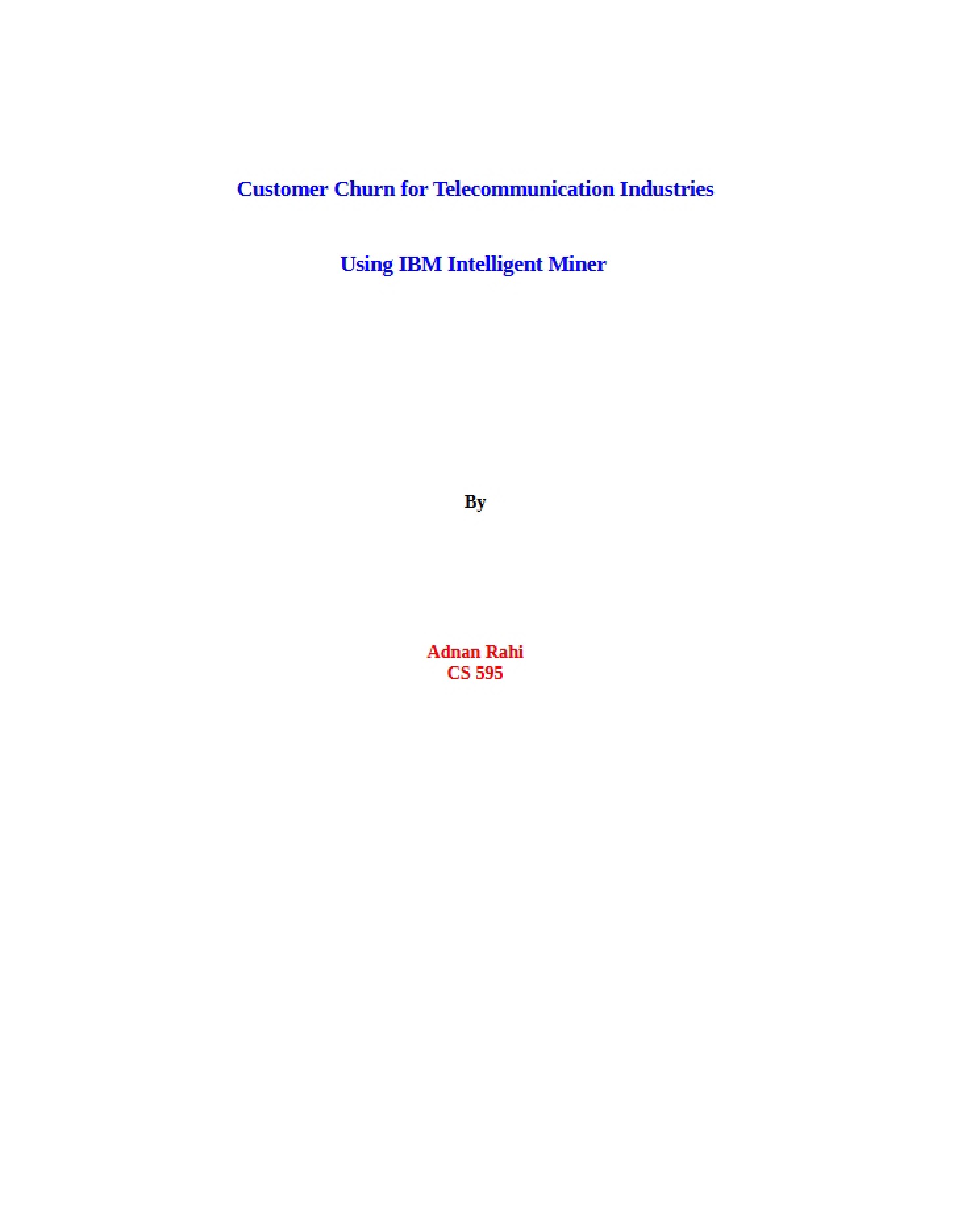 Analysis of Customer Churn