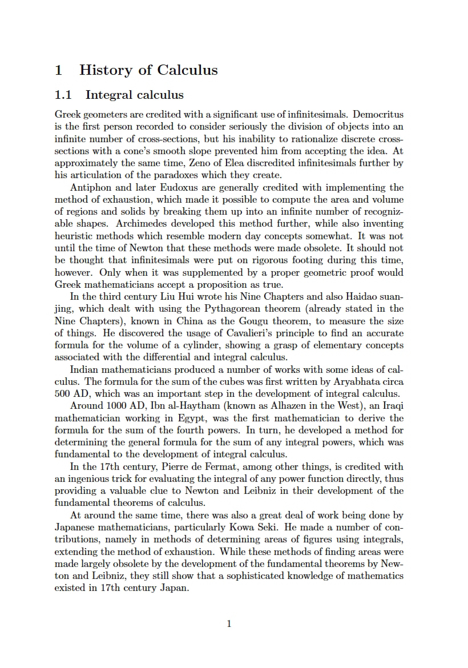 History of Calculus - Special Topics