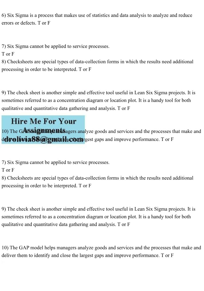 Analyzing Service Processes and Errors in Six Sigma