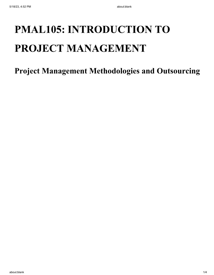Outsourcing and Project Management Methodologies