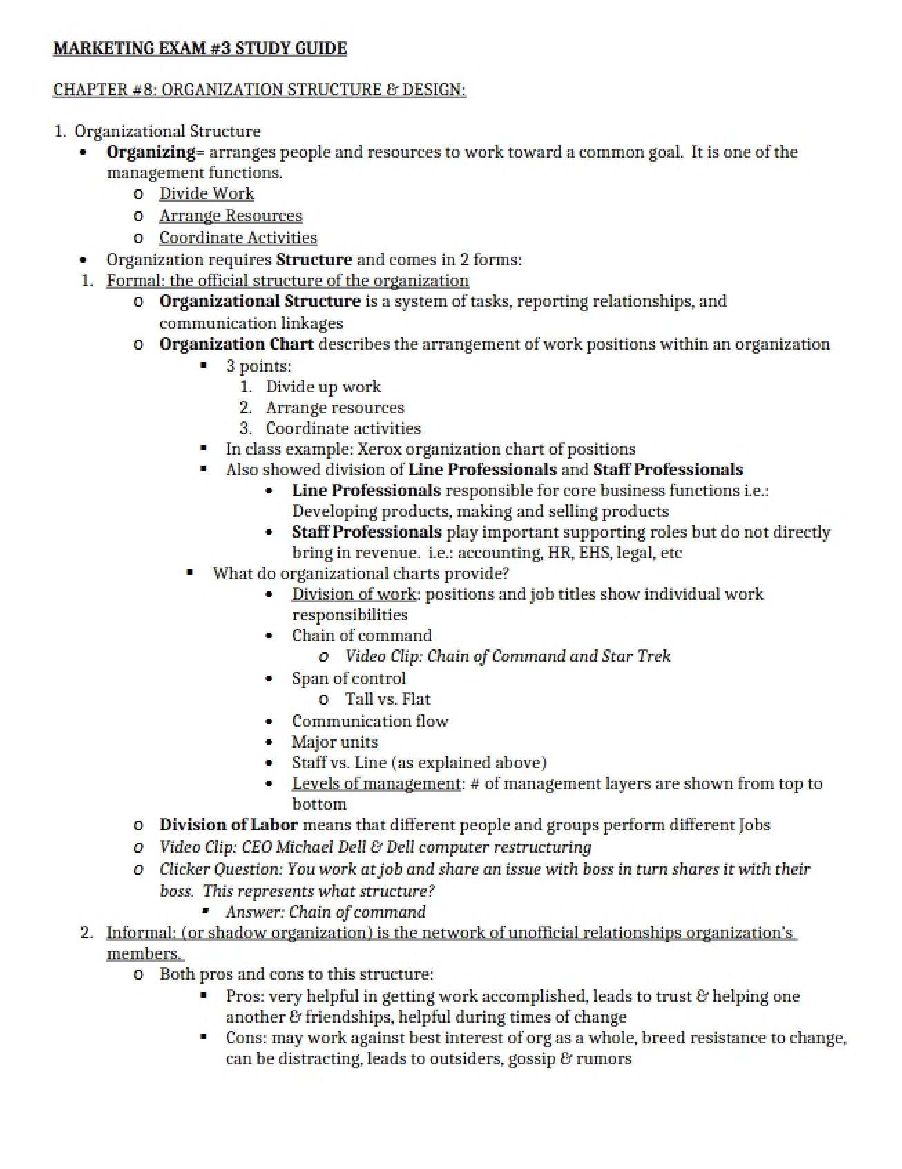 Study Guide Marketing Exam 3