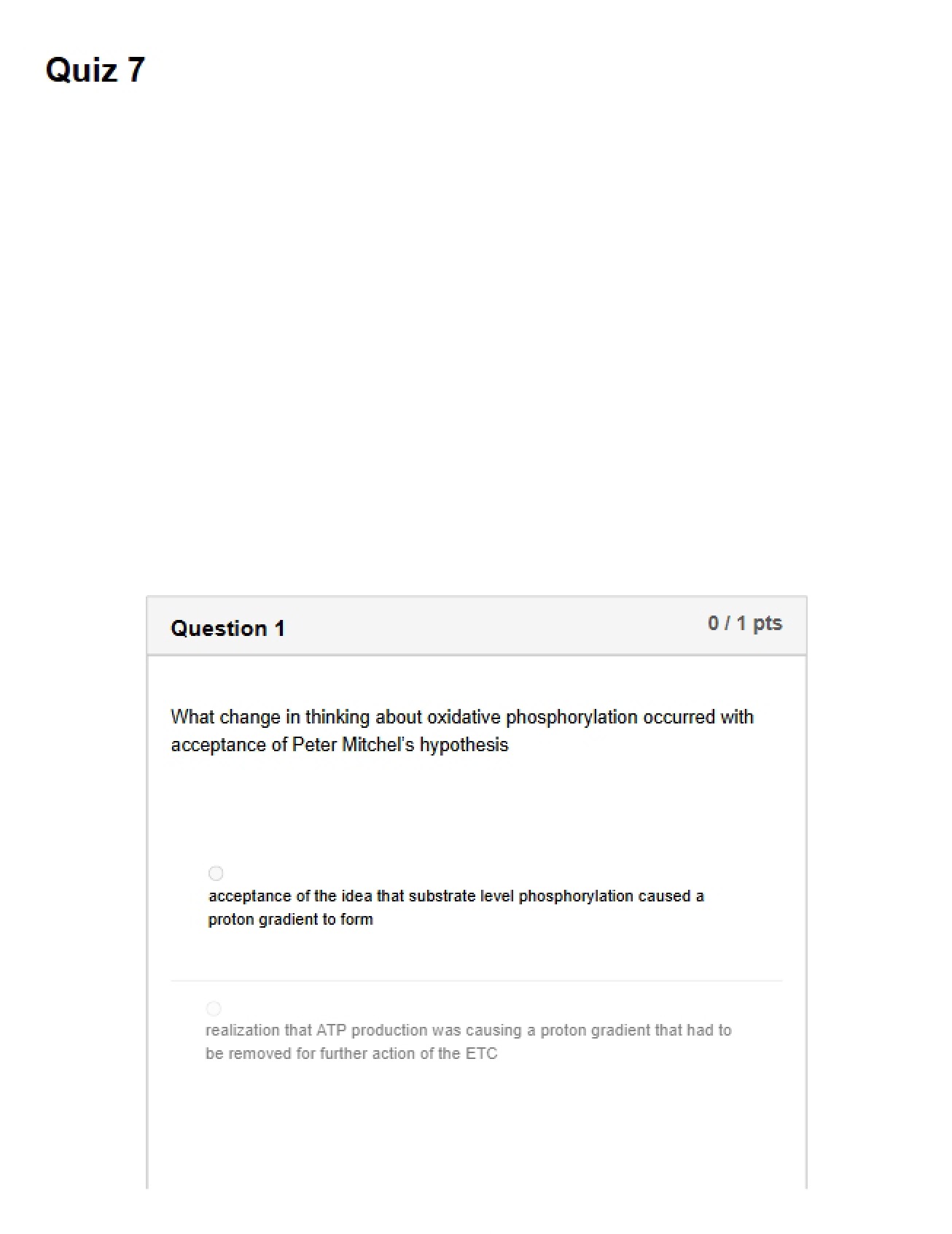 Metabolic Biochemistry Quiz Seven