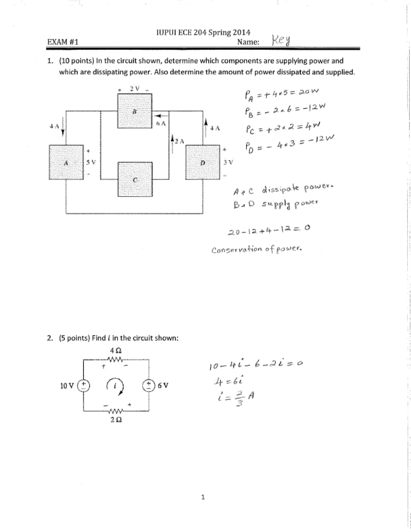 Solution for Spring 14 Exam 1