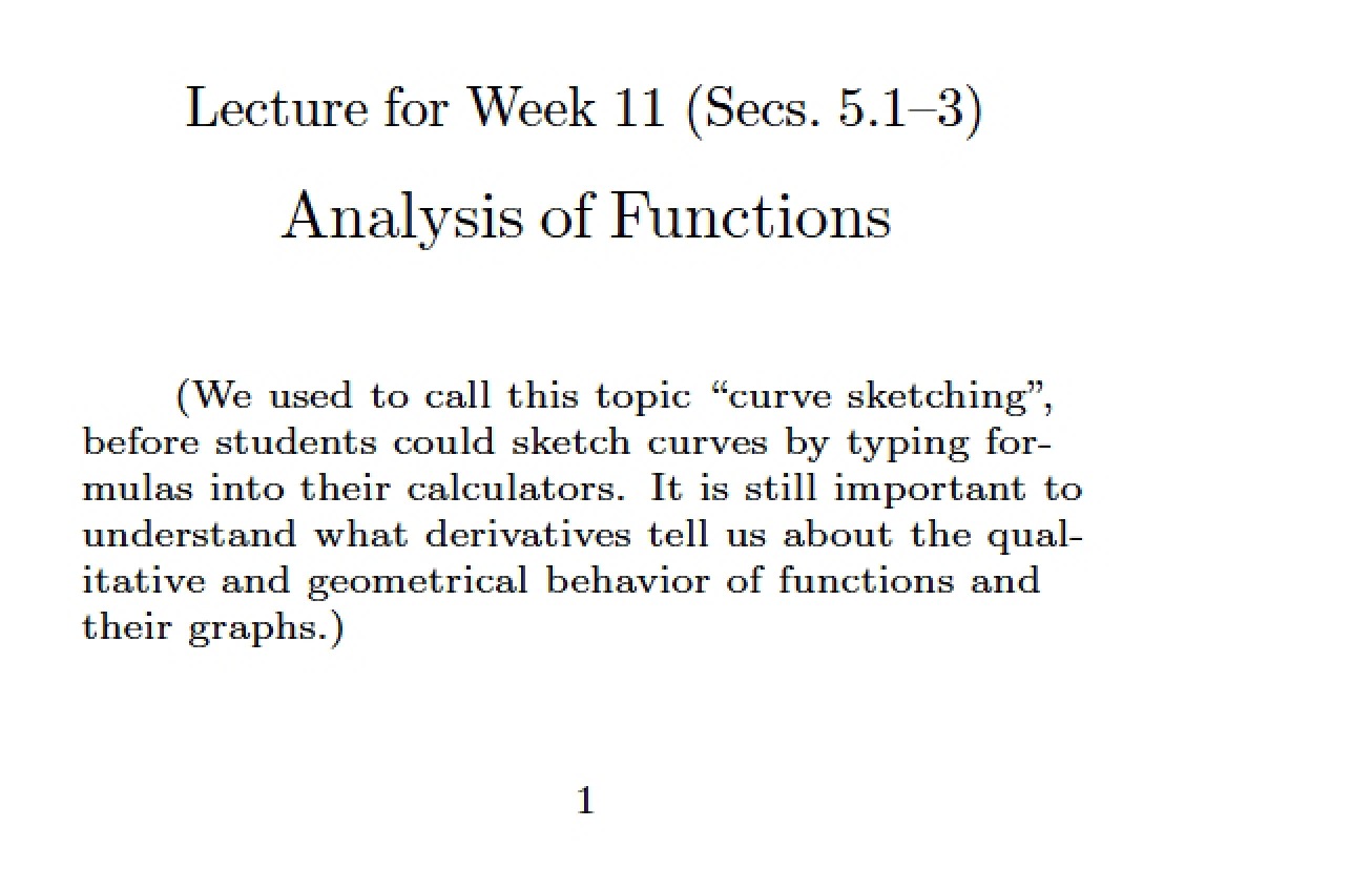 Lecture Content for Sections 5.1 through 5.3