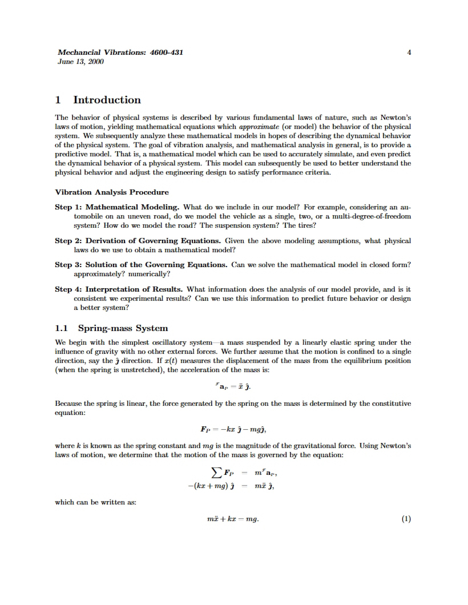 Intro to Mechanical Vibrations