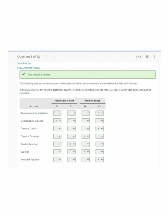Adjusting Trial Balance Quiz - Financial Statement Columns
