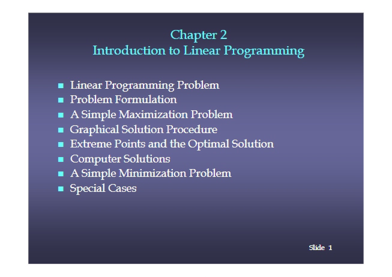 Second Chapter on Decision Models