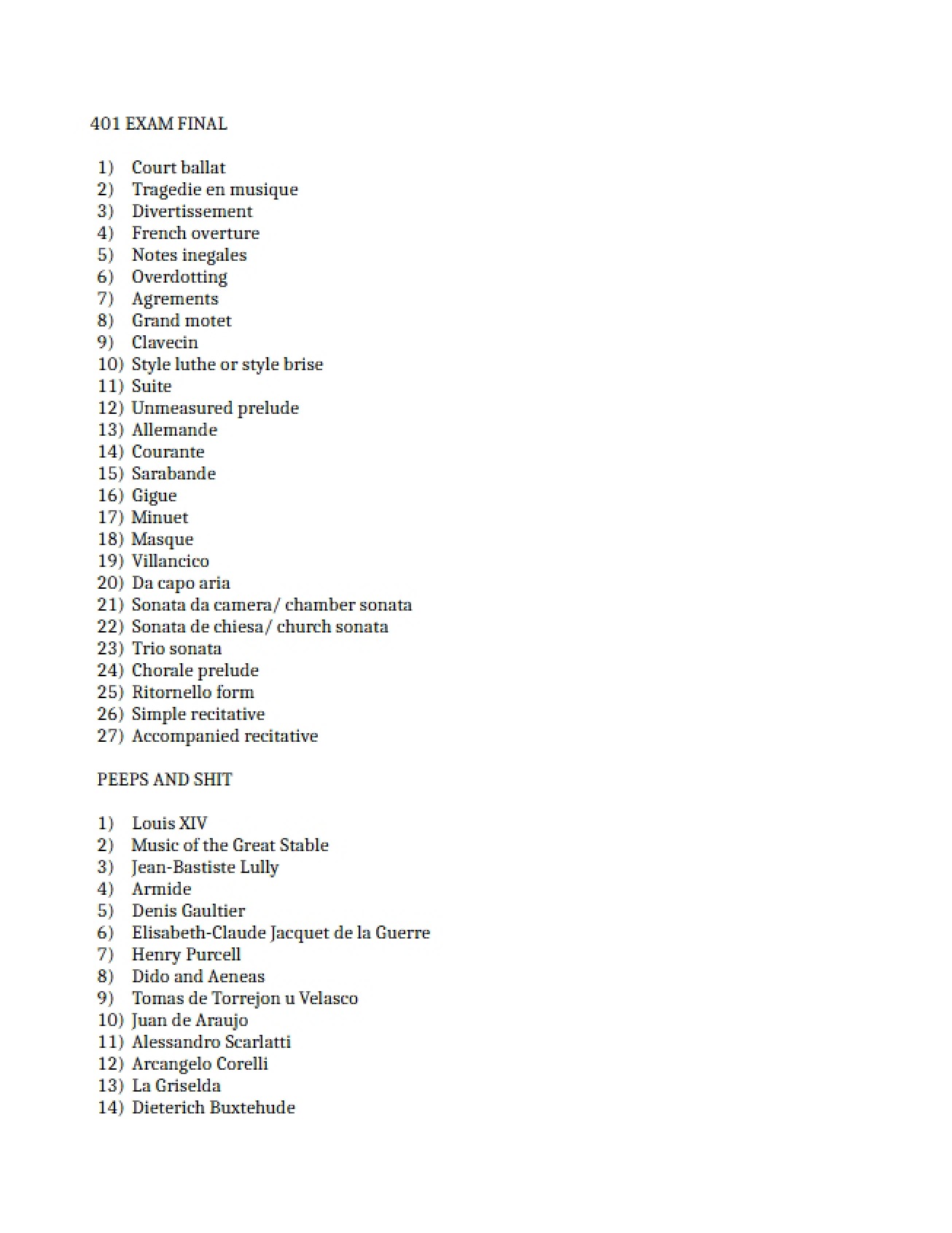 Final Examination for M401