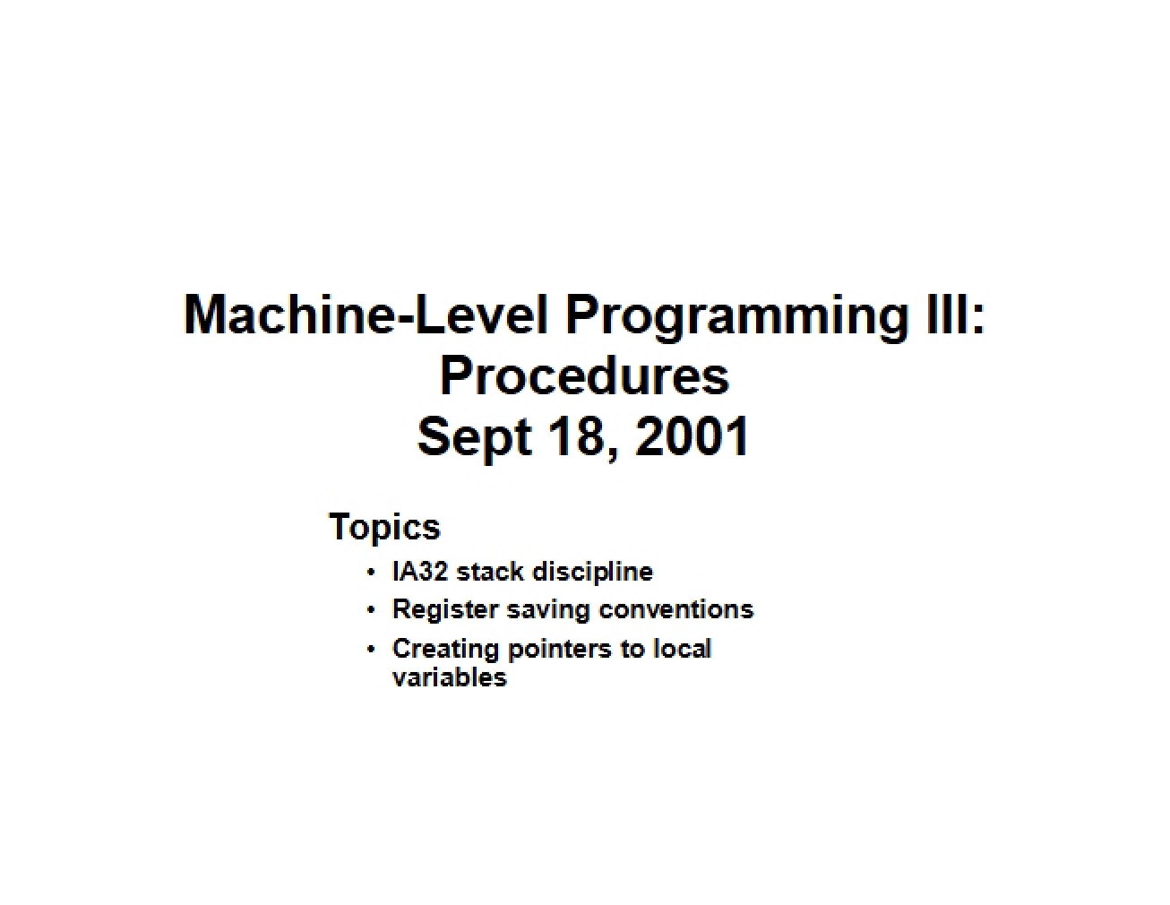 Procedures in Machine Level Programming Three