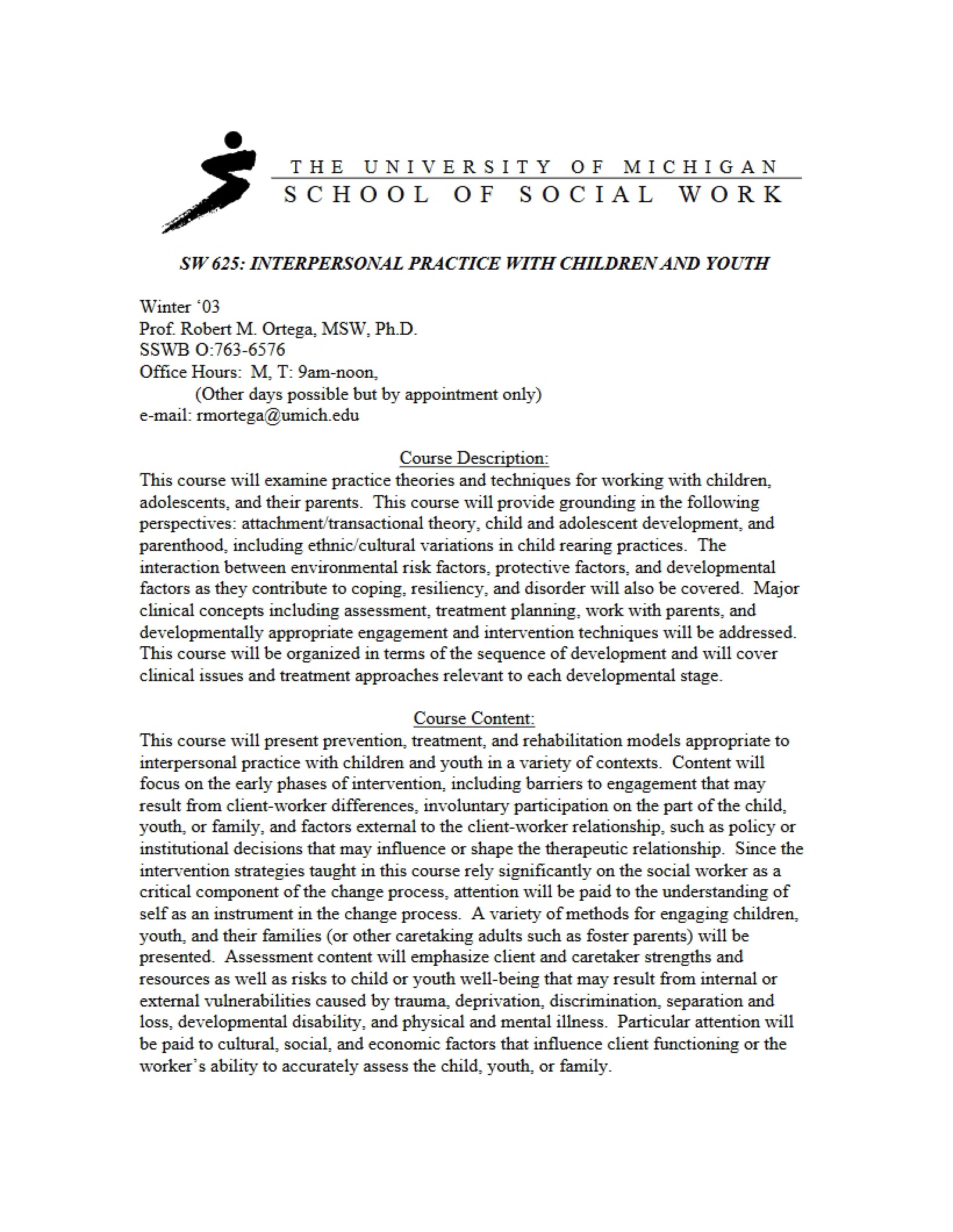 Child and Youth Syllabus