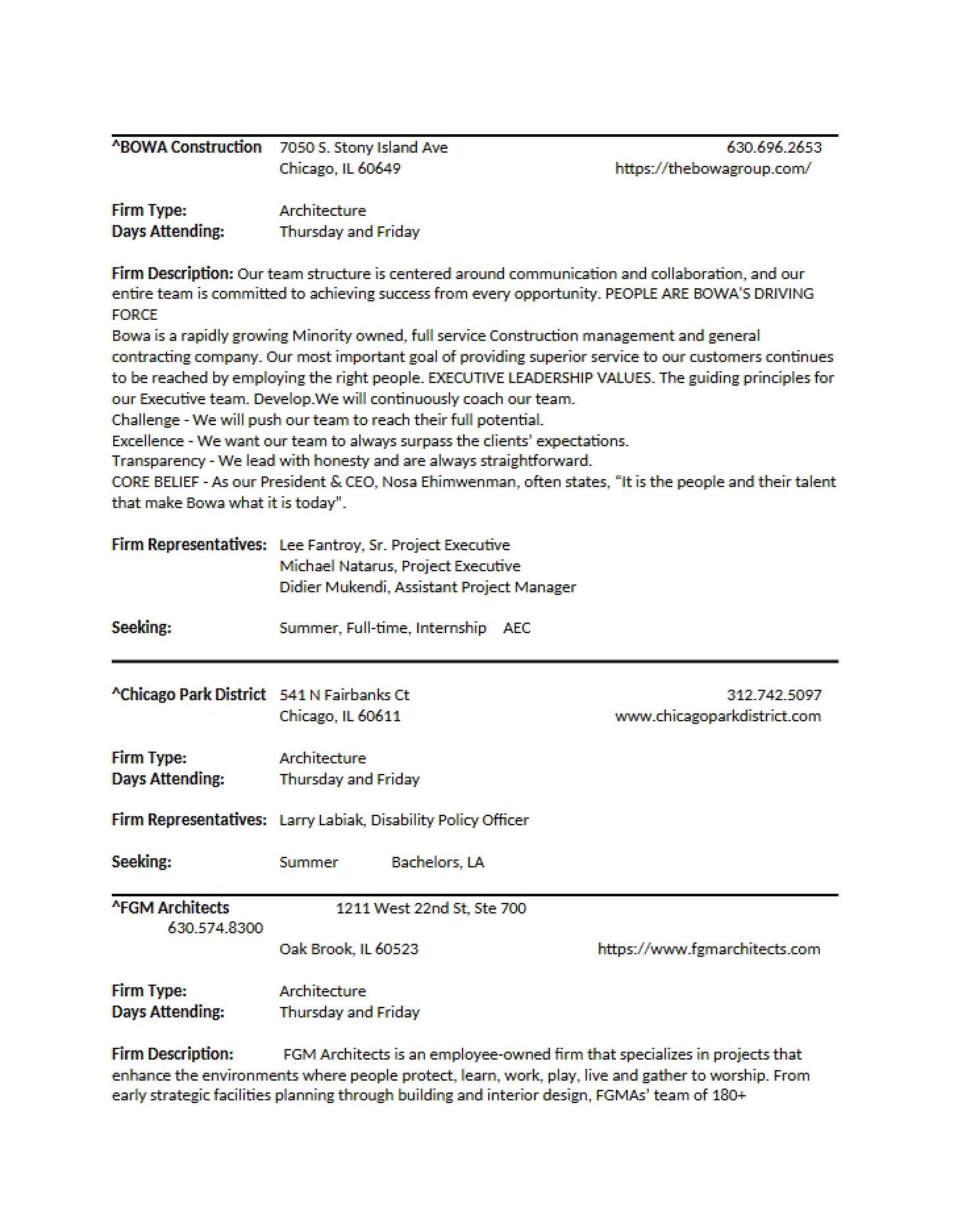 Directory of Firms