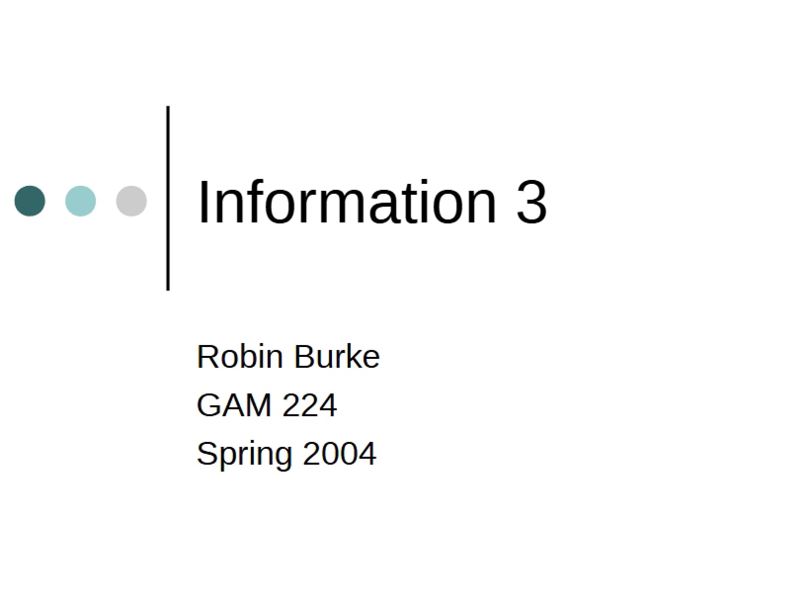 Information Part 3 Lecture Notes