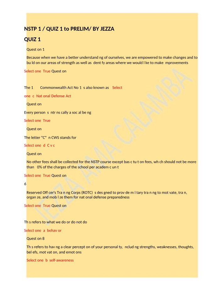 NSTP1 - Quiz 1 to Prelim