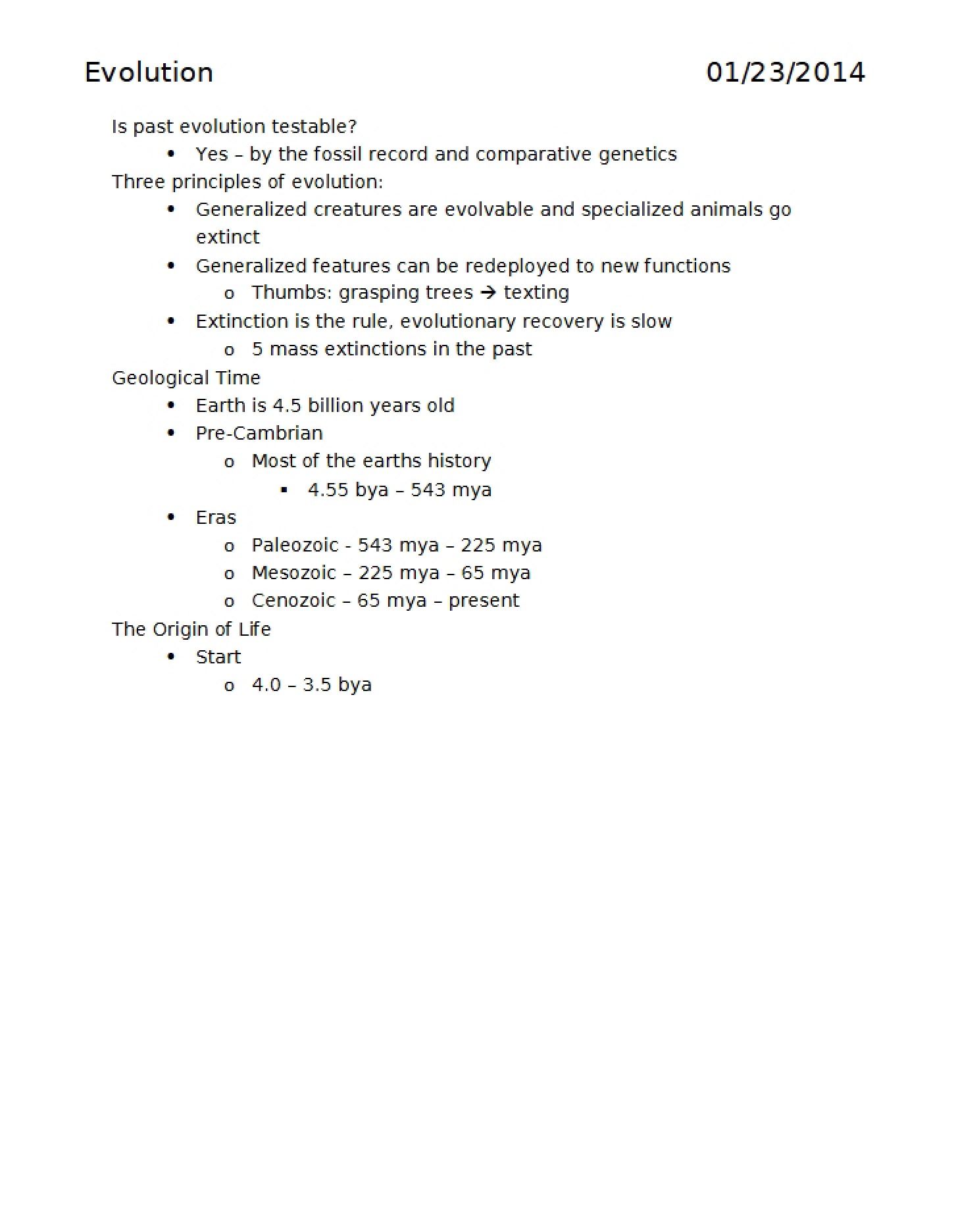 Evolutionary Theory