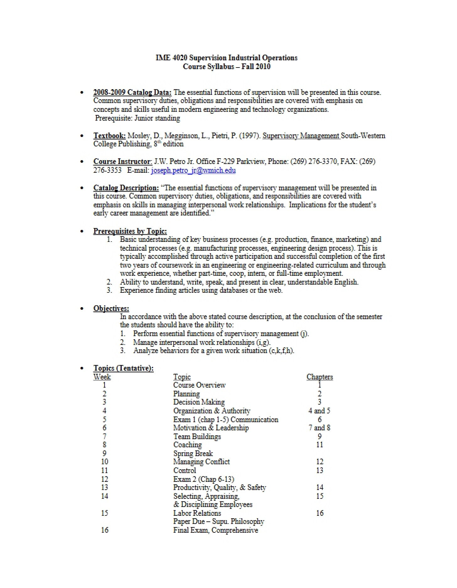 Course Syllabus