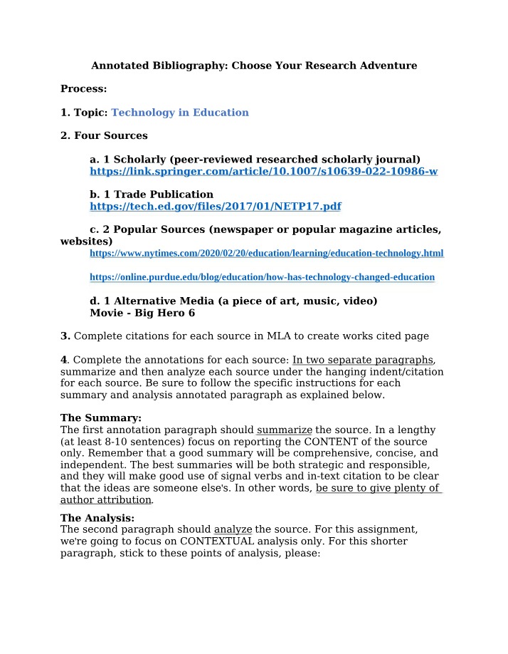 Process for Annotated Bibliography