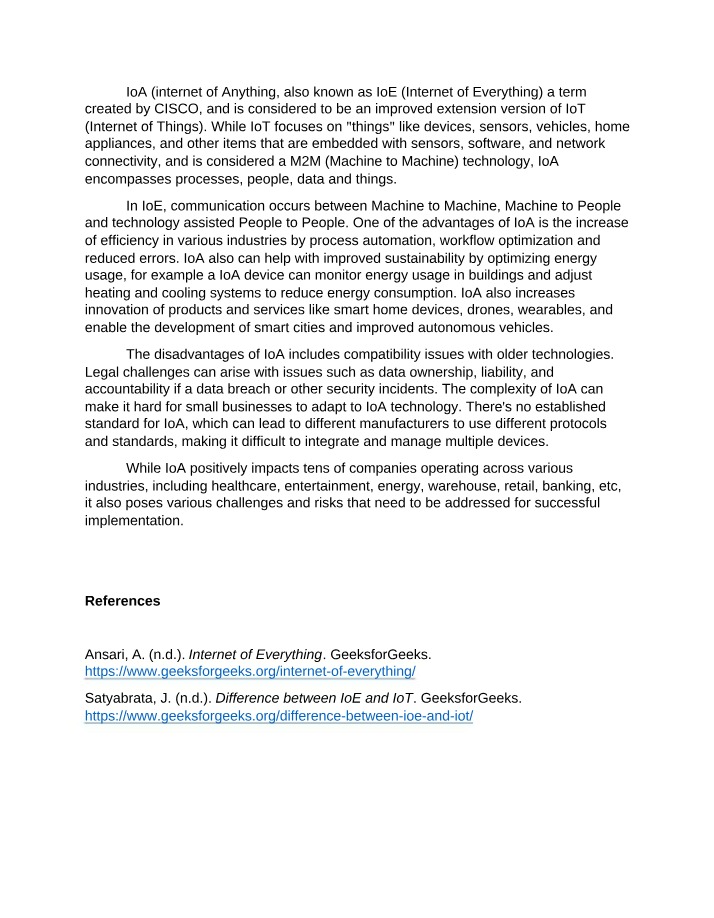 IoA Implementation - Advantages, Disadvantages, and Challenges