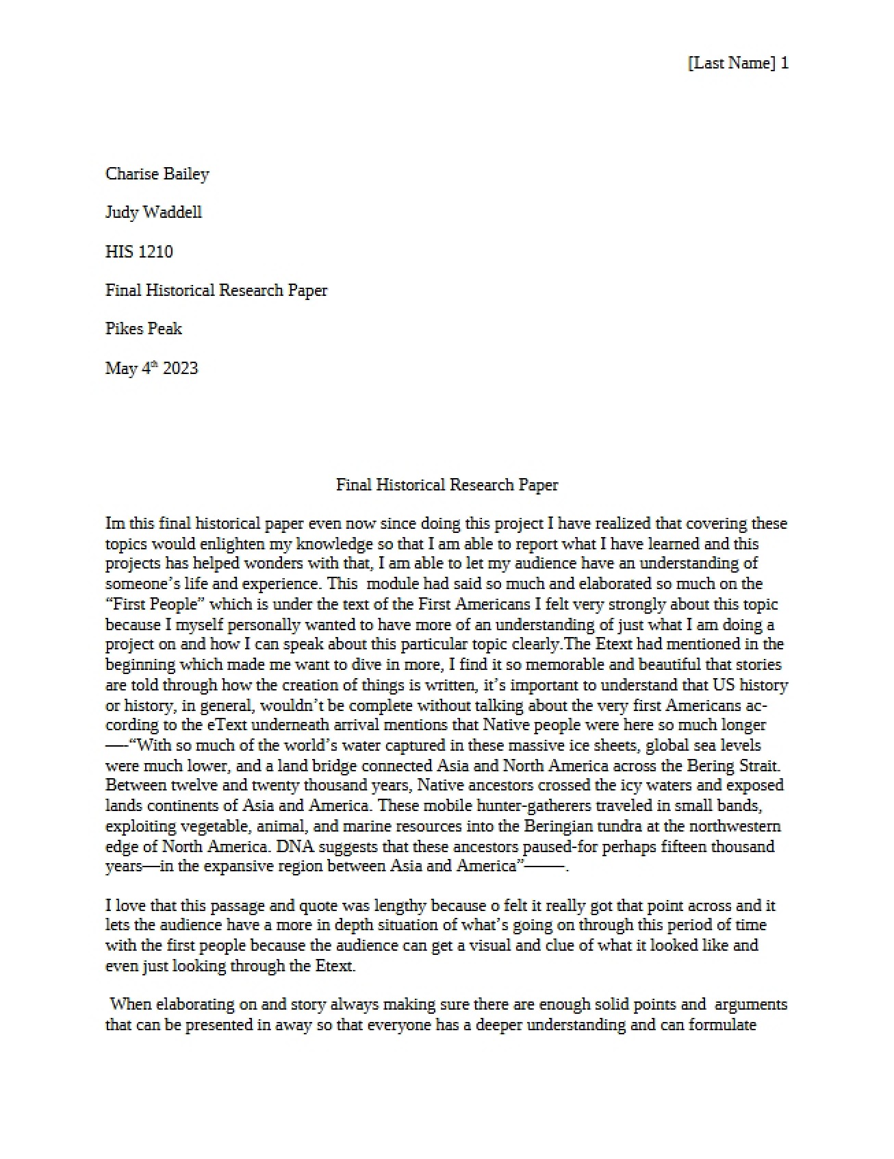 Final Assignment on History