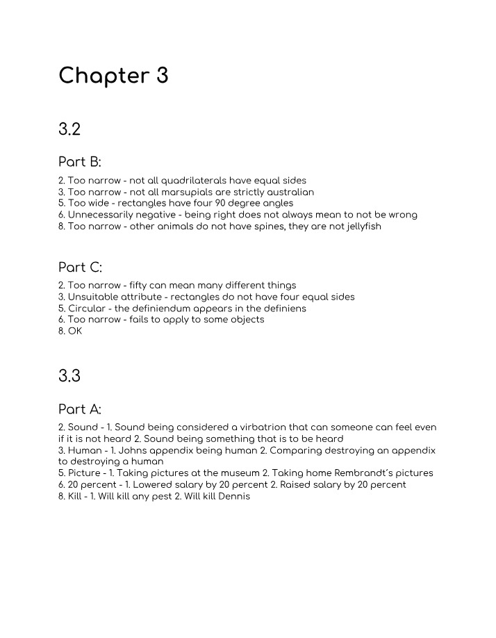 Work for Chapter 3
