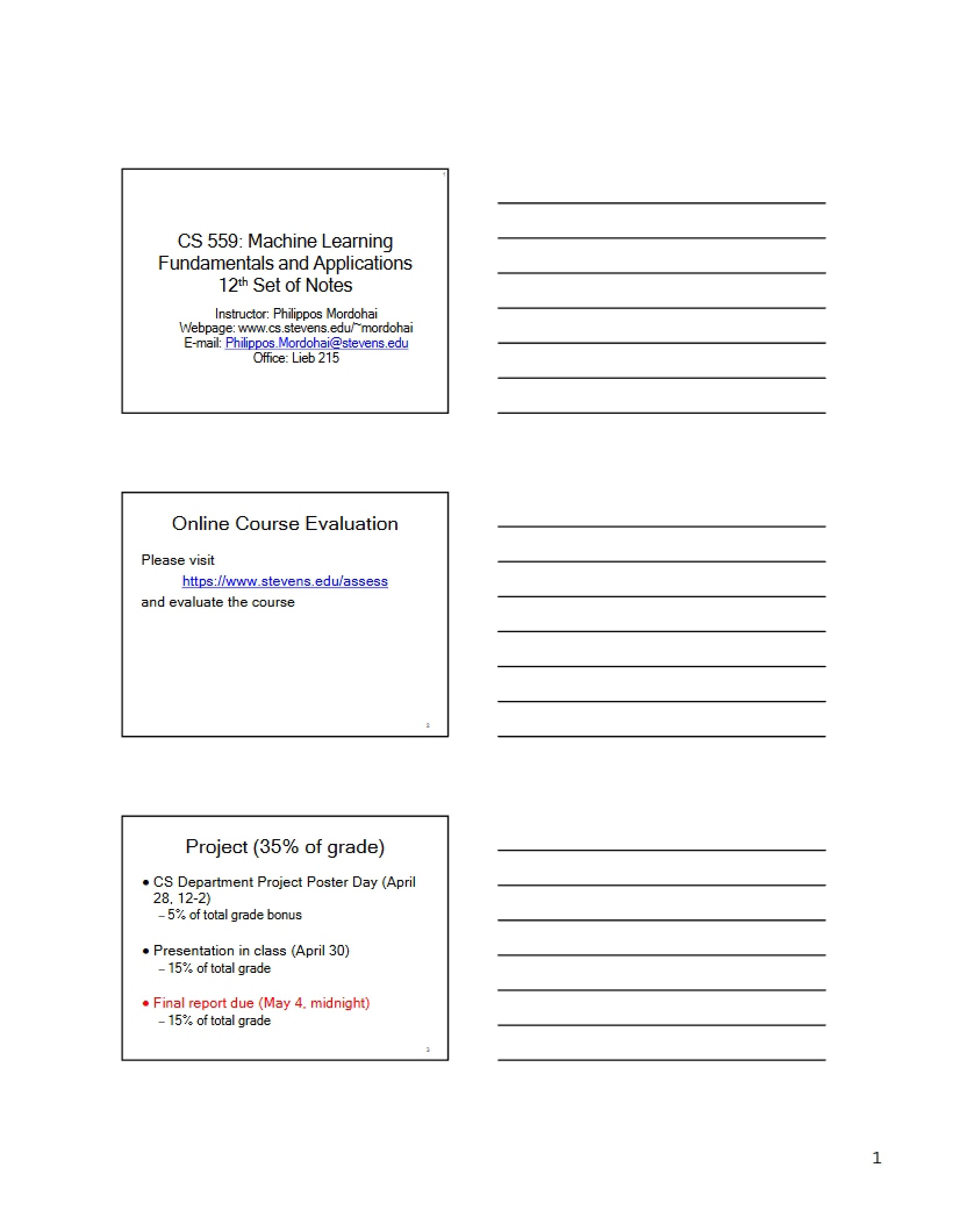 Twelfth Set of Notes for CS 559