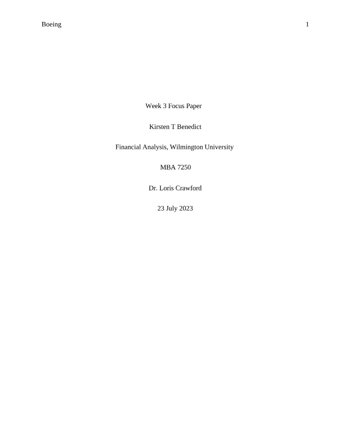 Boeing Financial Analysis - Focus Paper 2