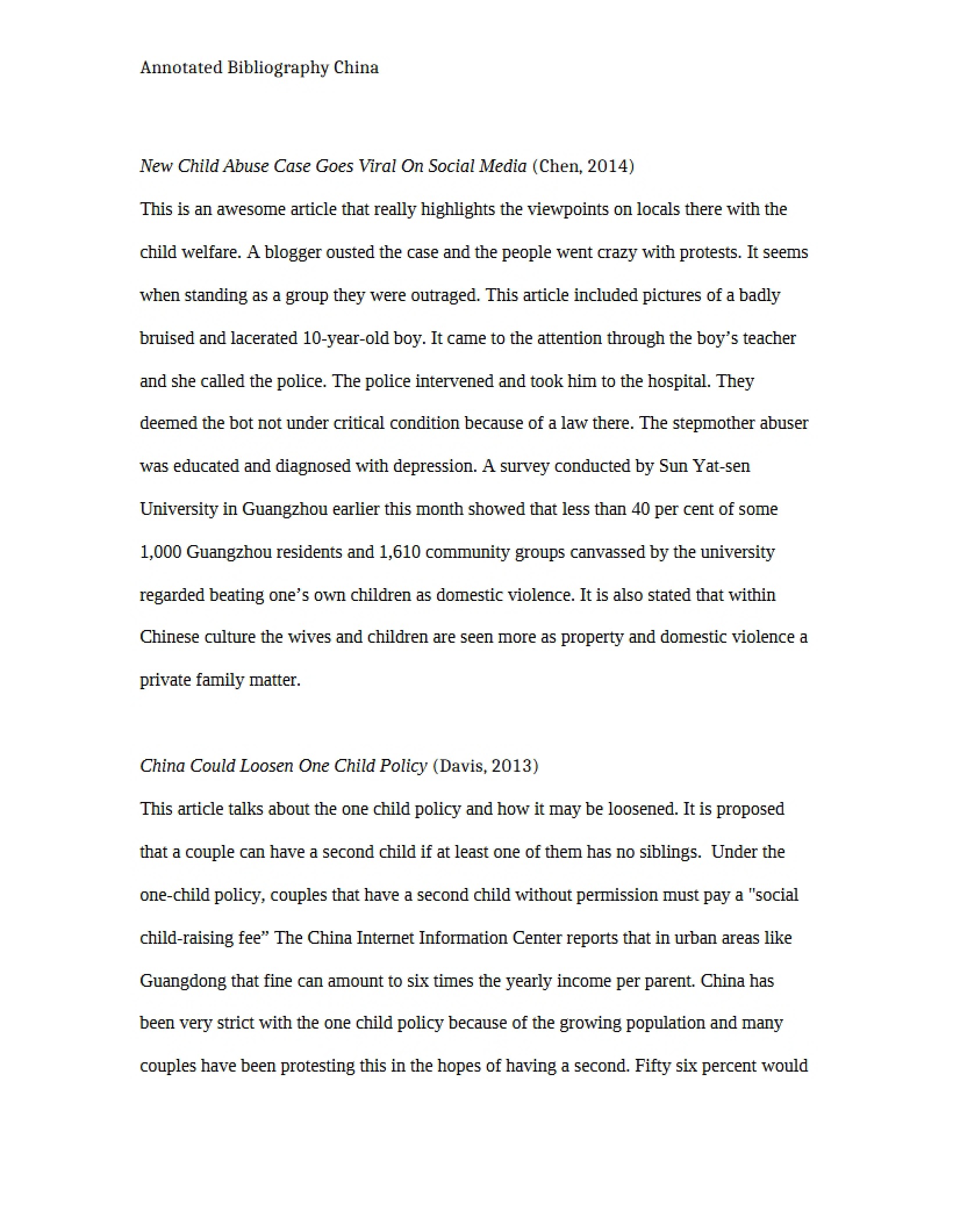 China Annotated Bibliography