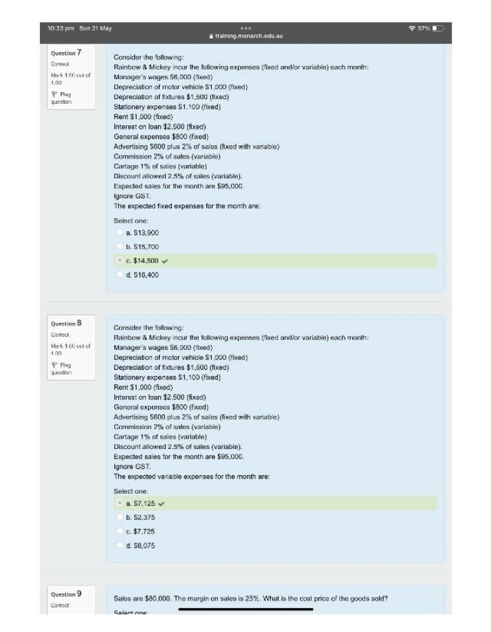 Calculation Questions for Rainbow & Mickey Expenses