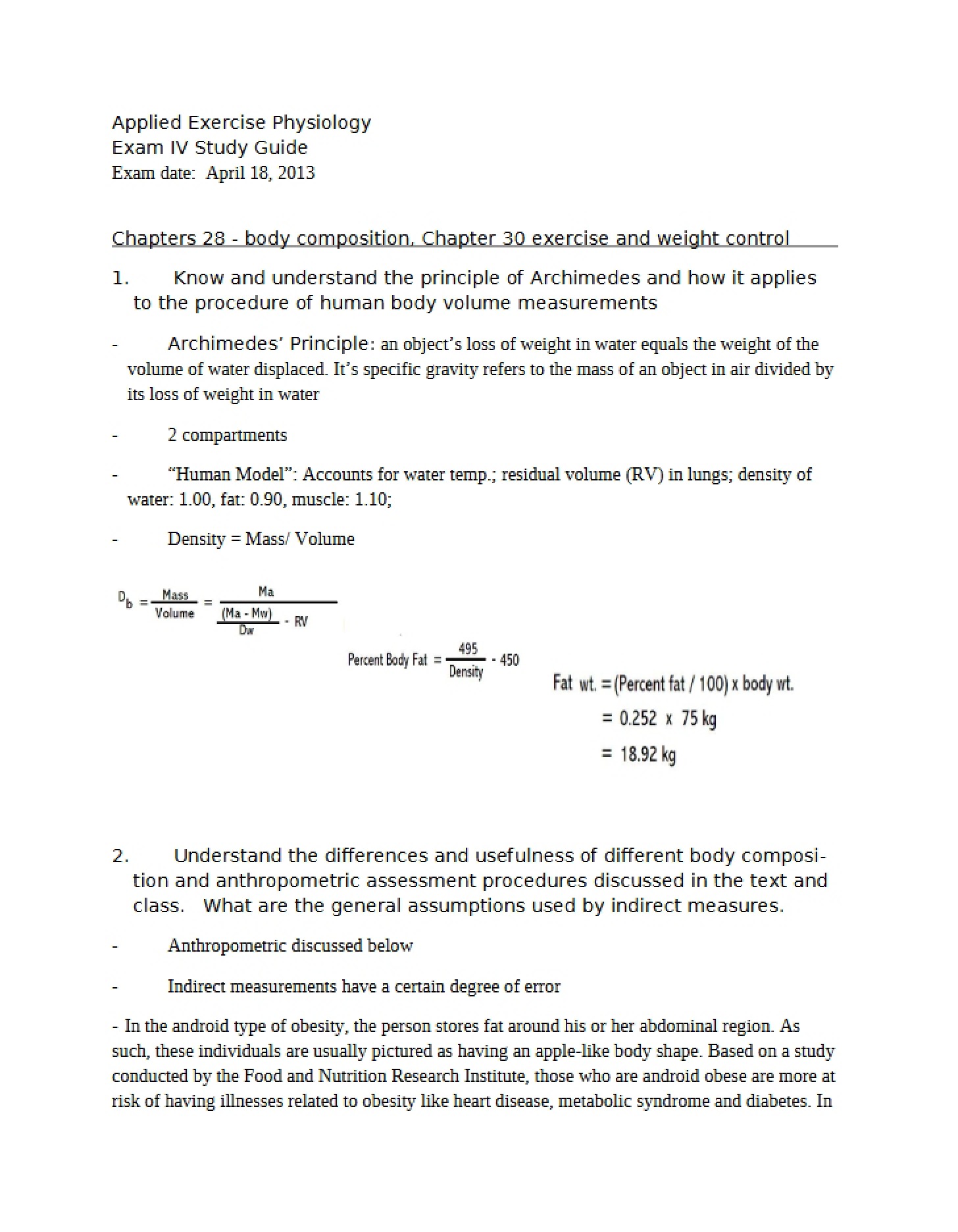 Study Guide Exam Four