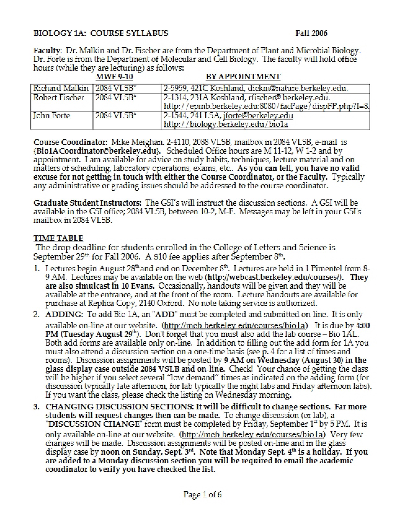 Syllabus for Course