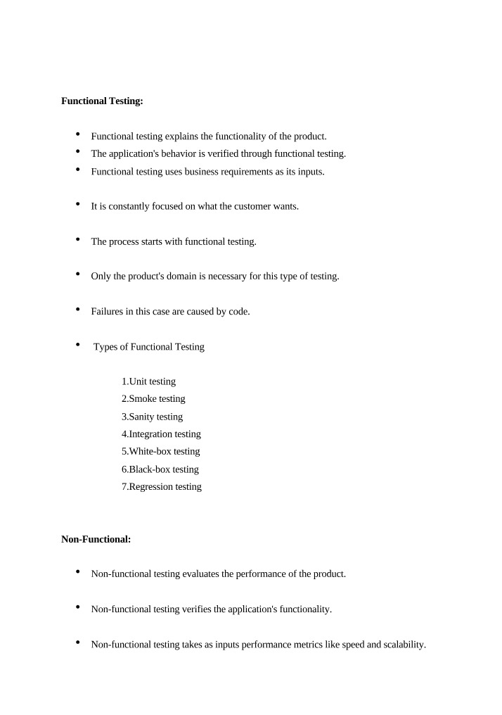 Testing Types - Functional and Non-Functional