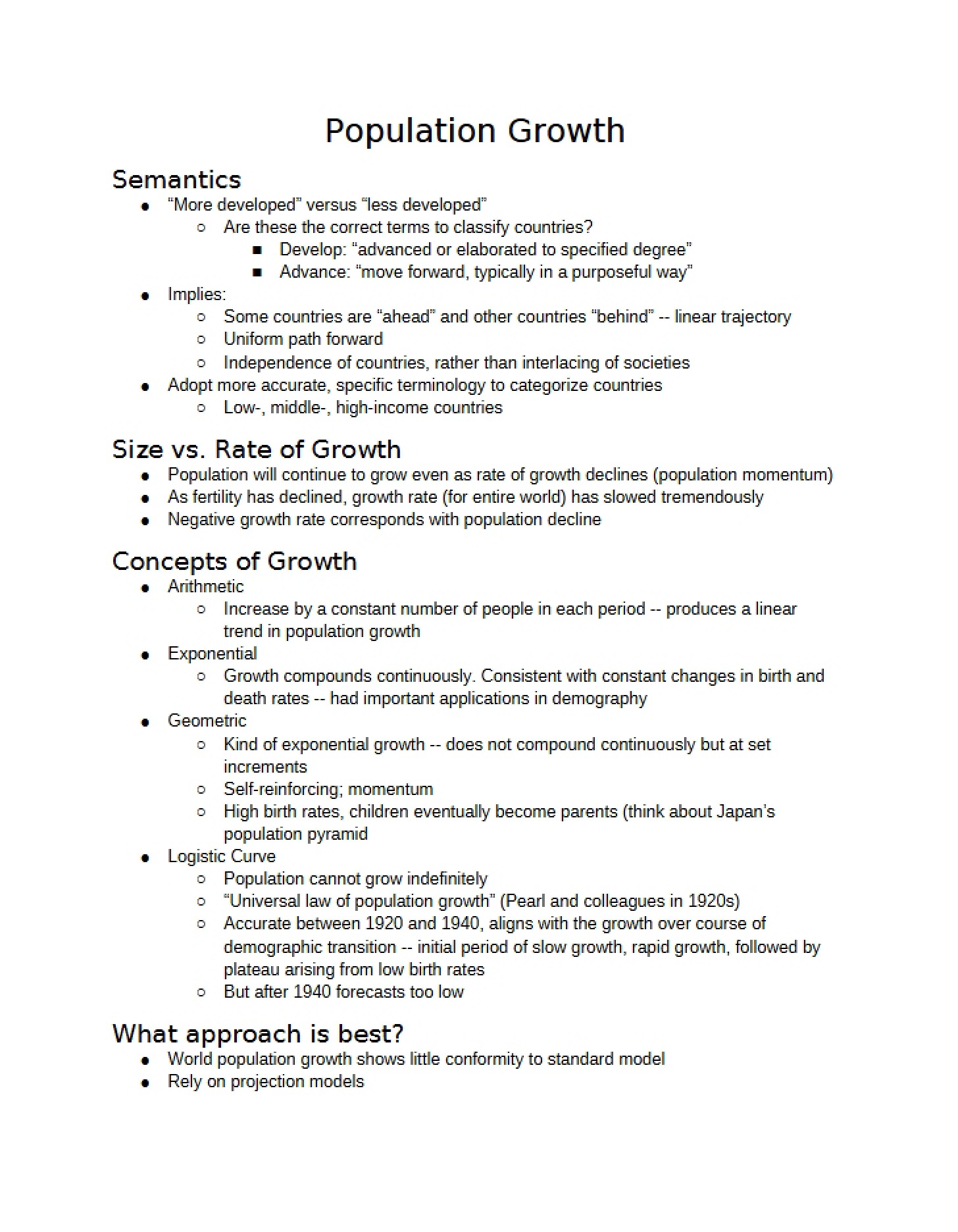 Growth of Populations