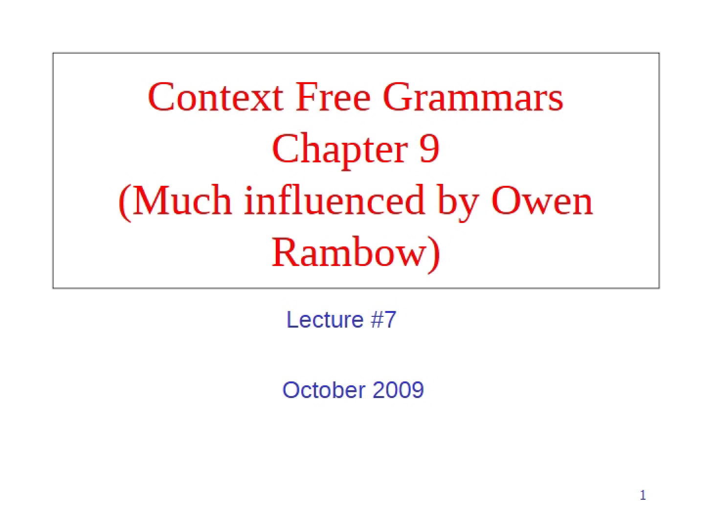 Context Free Grammar Concepts