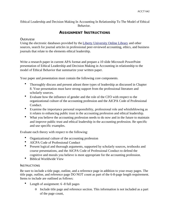 Assignment Instructions - Ethical Leadership and Decision Making