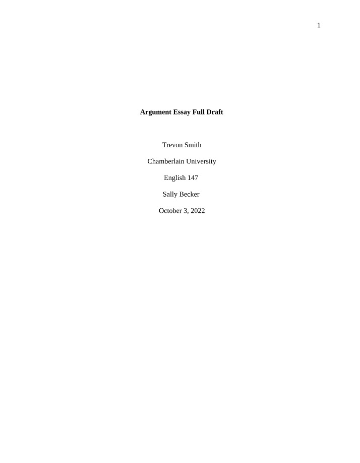 Full Draft - Argument Essay
