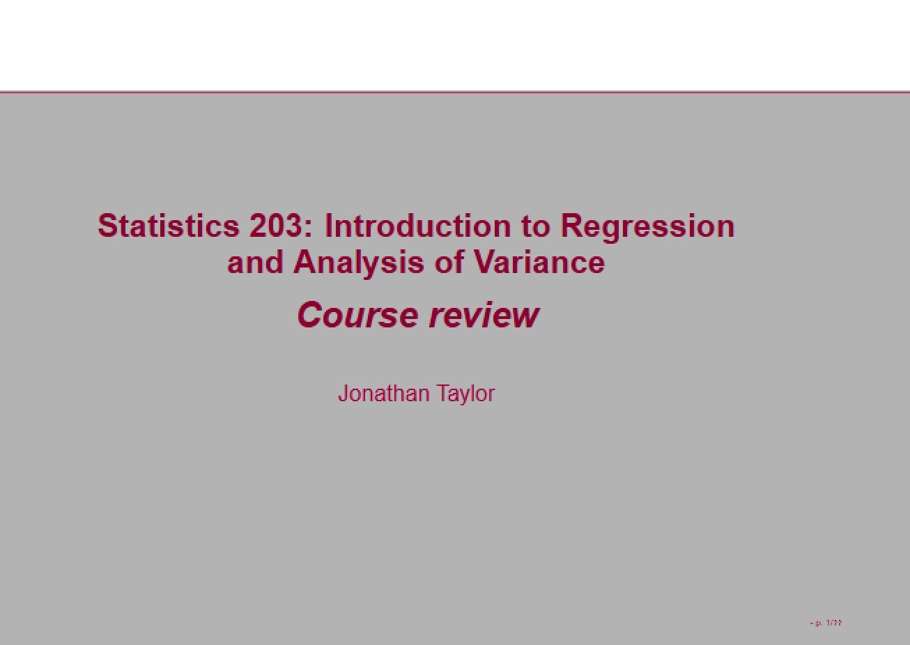 Lecture Materials for Regression Models