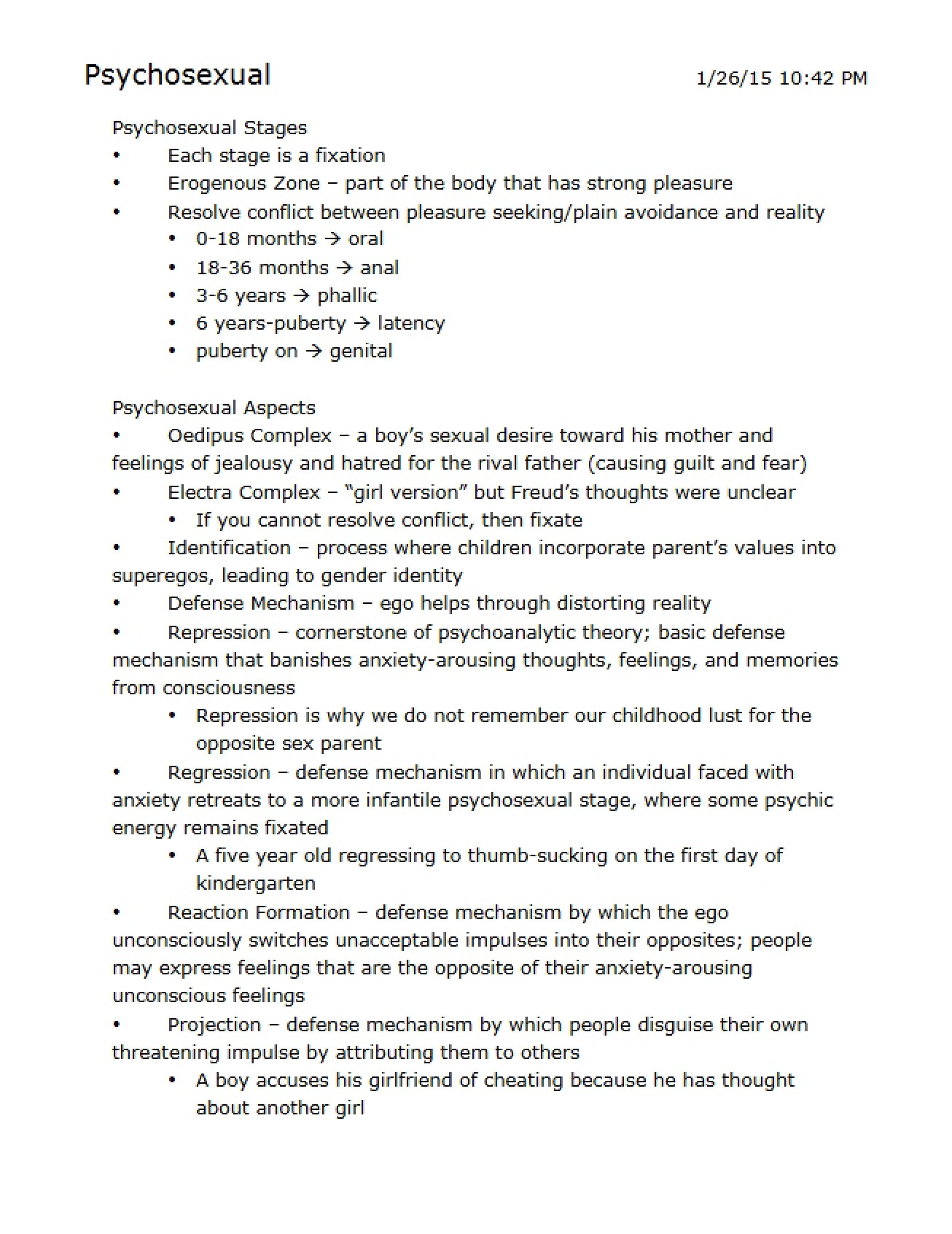 Psychosexual Development Stages