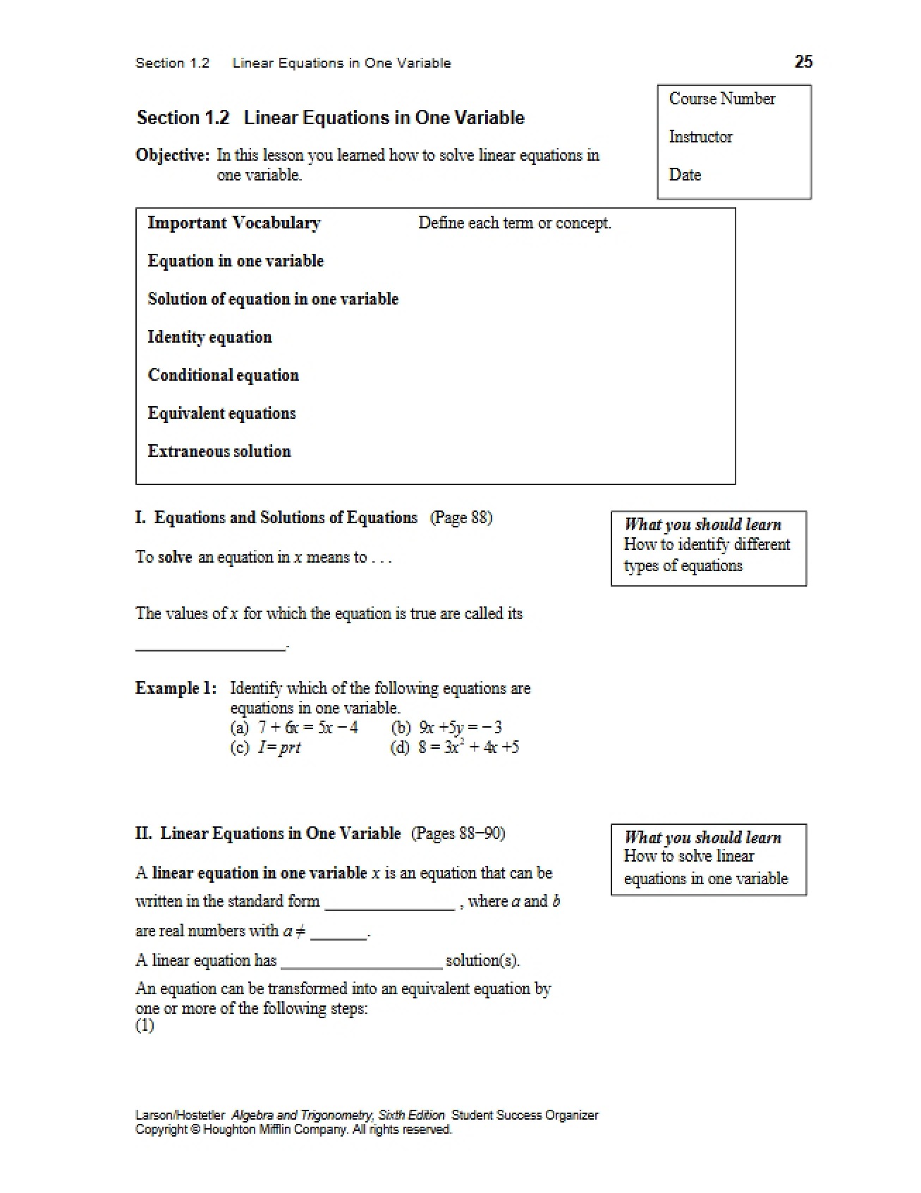 One Variable Linear Equations