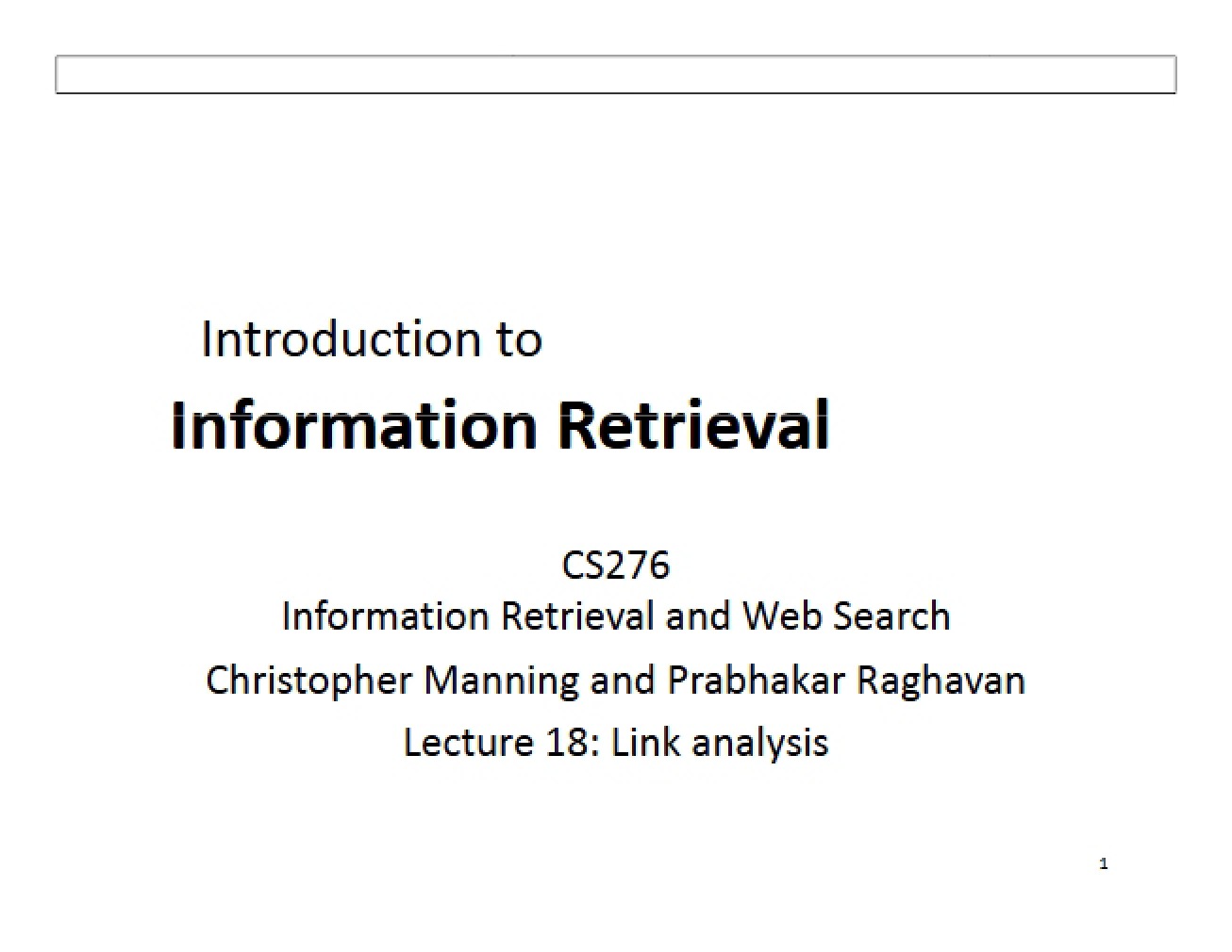 Analysis of Link Structures