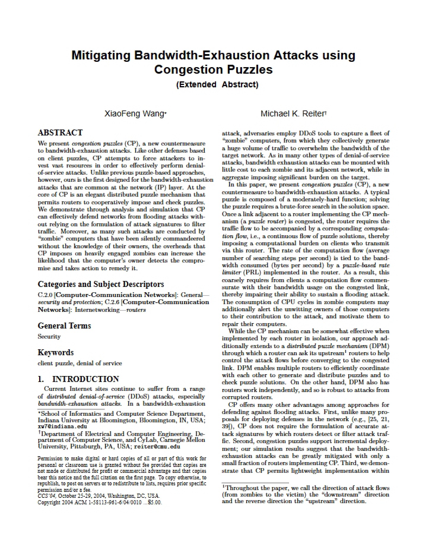 Congestion Puzzles for Mitigating Bandwidth-Exhaustion Attacks