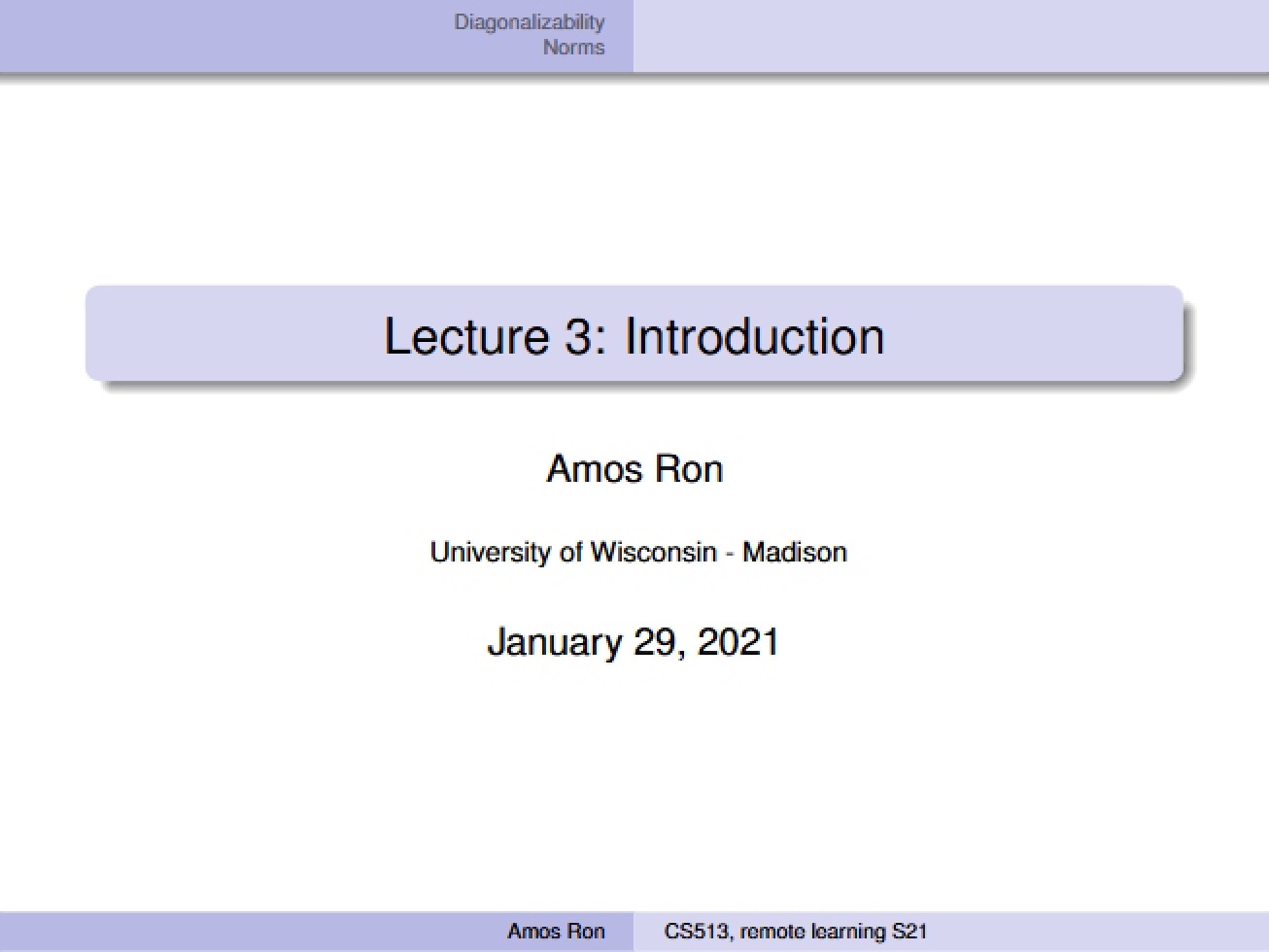 Introduction - Lecture 3