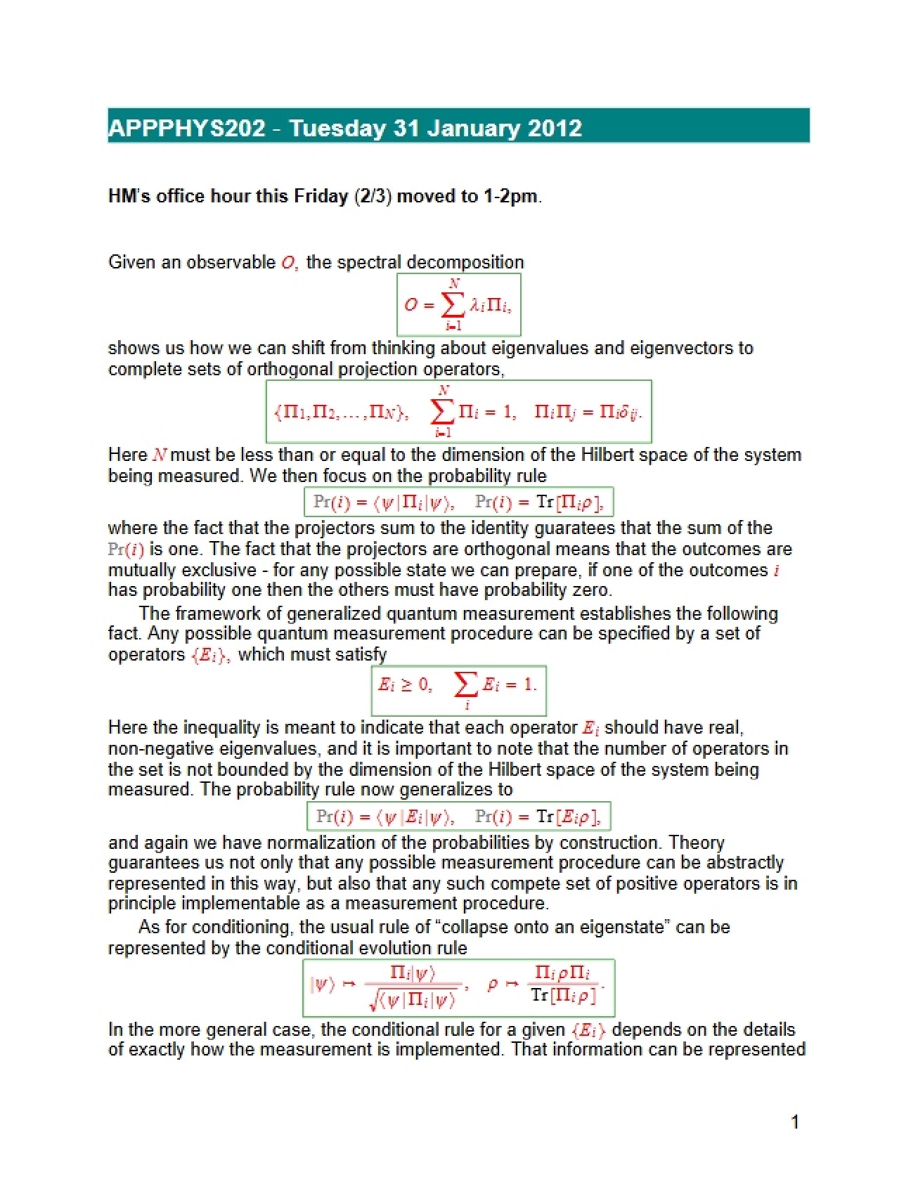 Quantum Probability and Information Homework Set 5