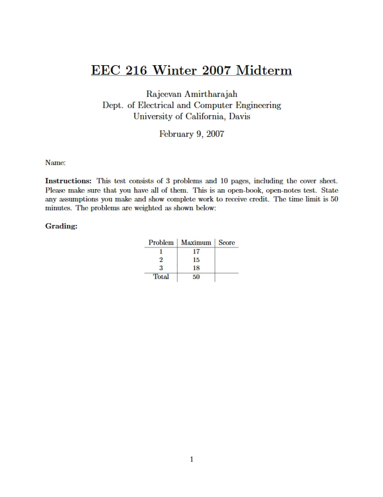 Examination Midterm