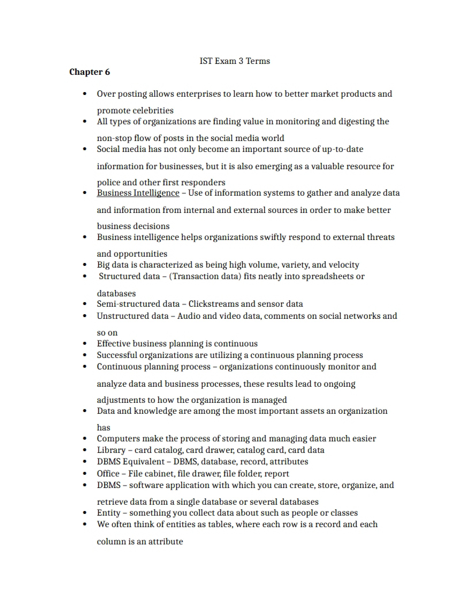 Third IST Exam Study Guide