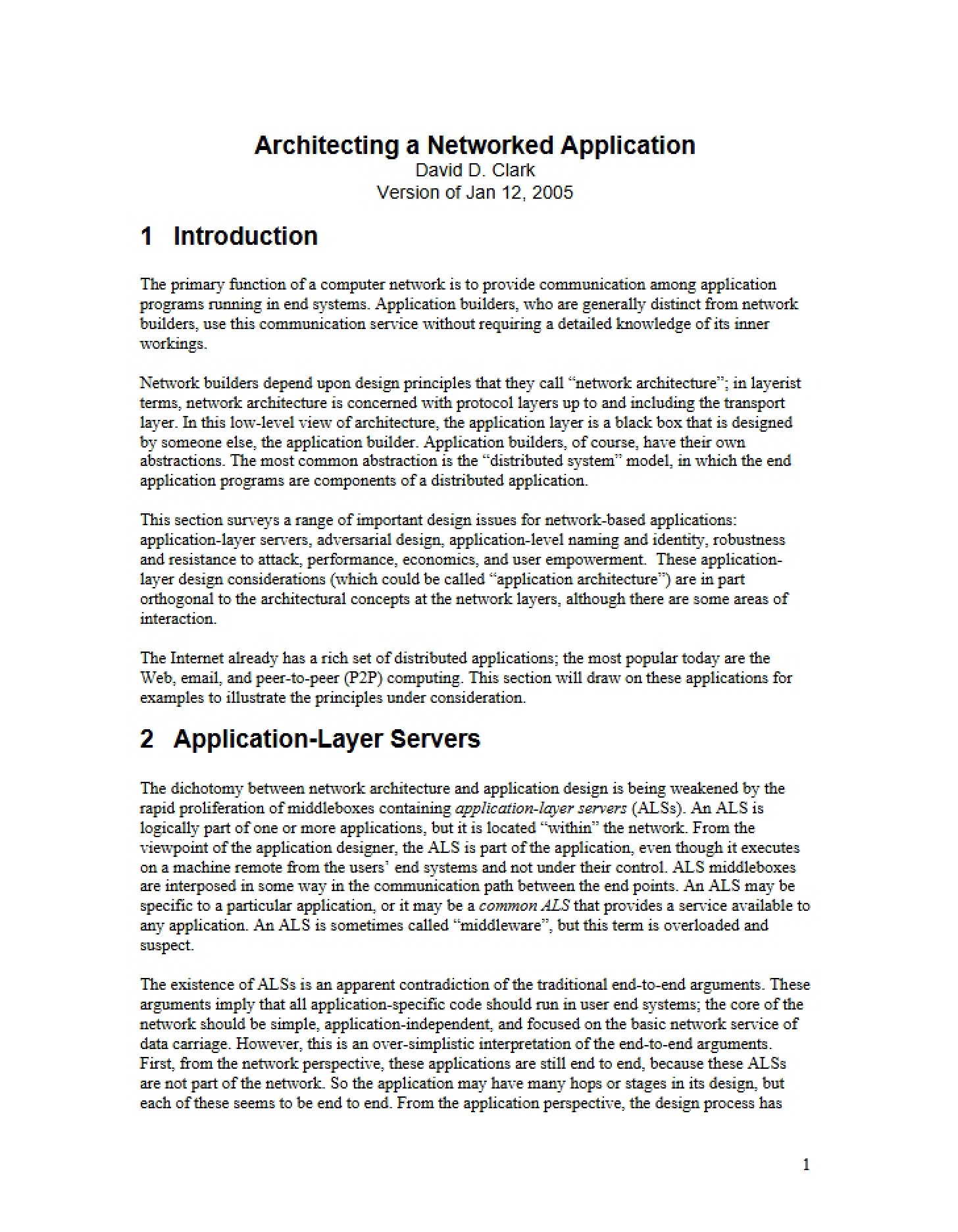 Networked Application Architecture