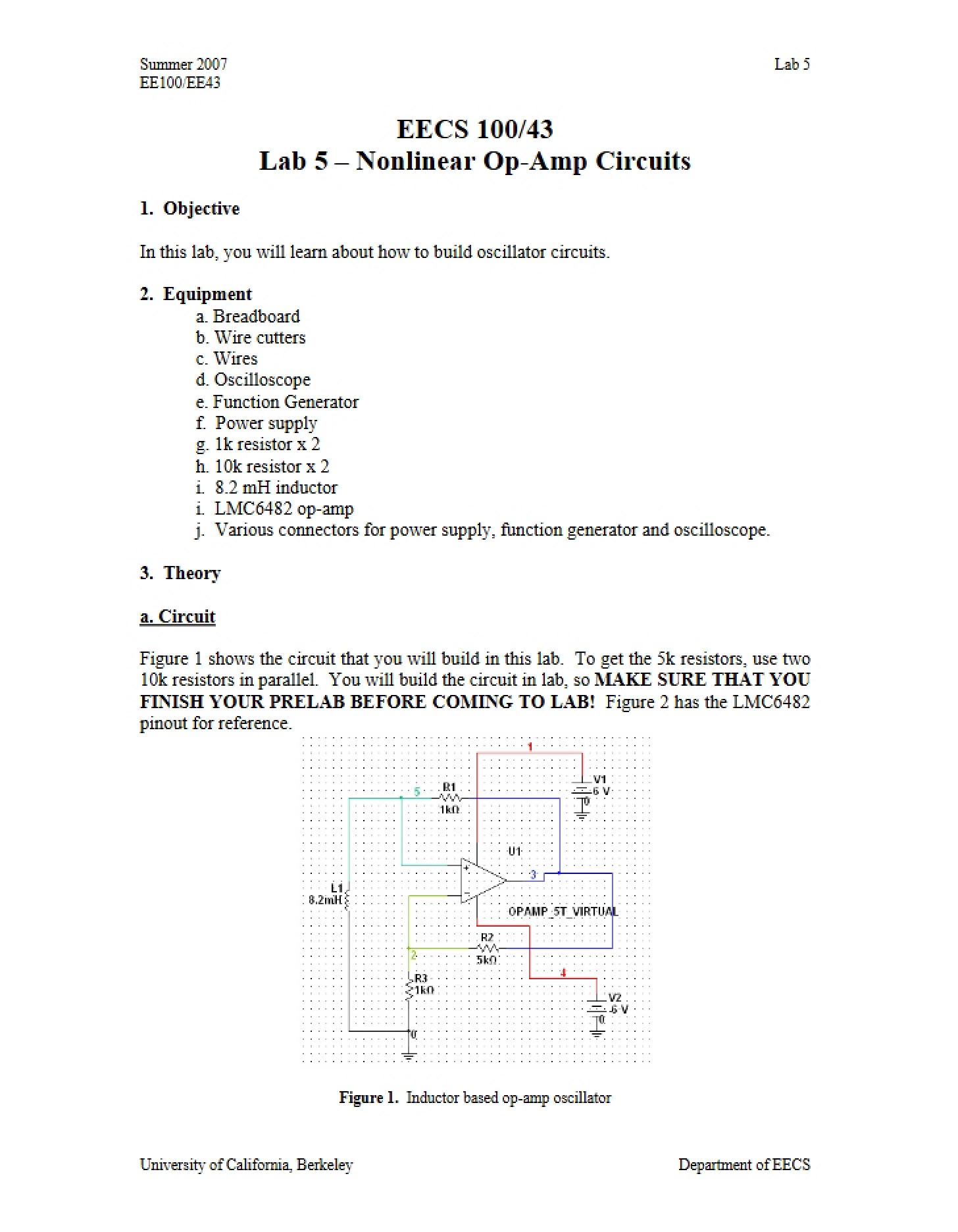 Nonlinear Op-Amp Circuits Lab Five