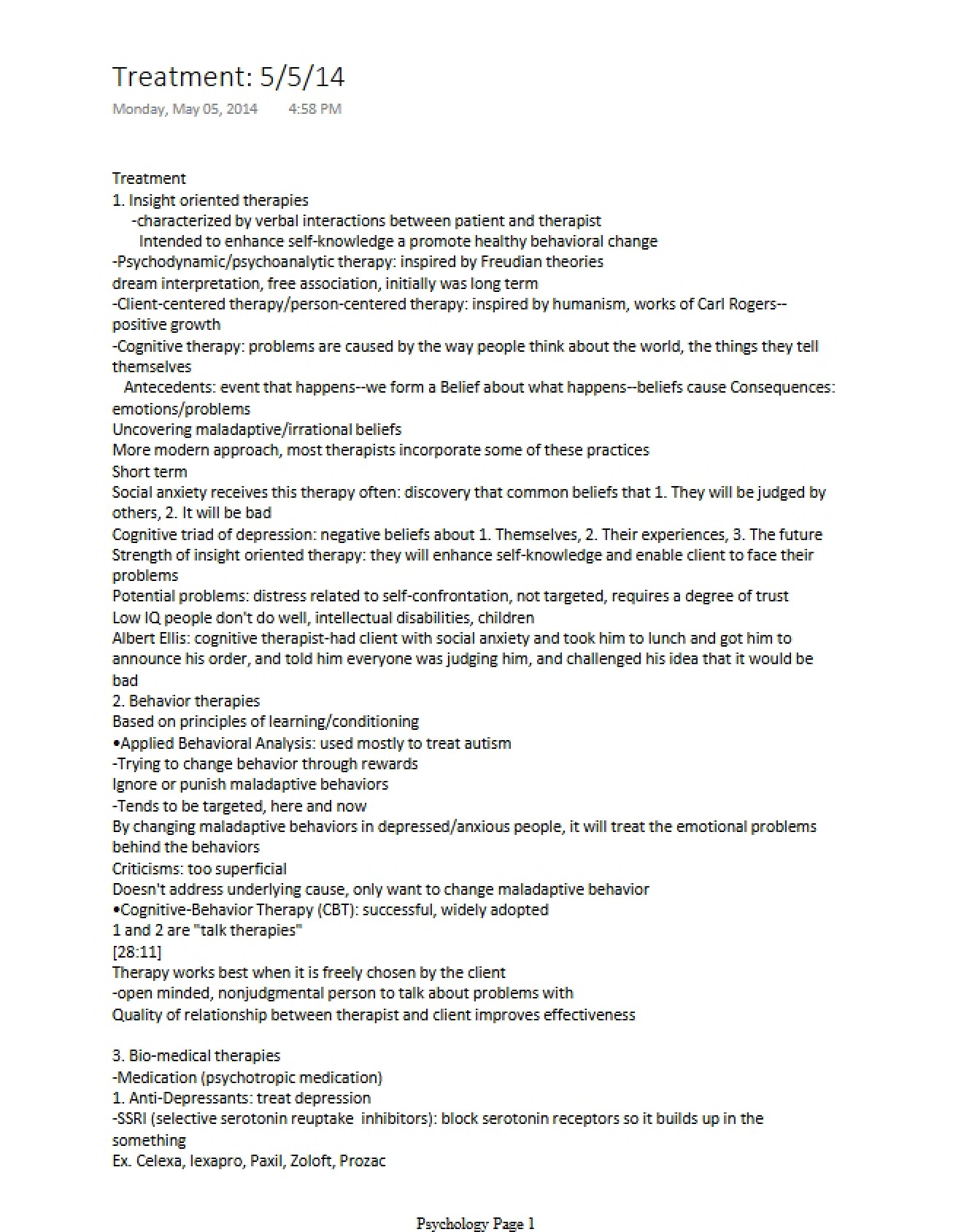 Methods of Psychological Treatment