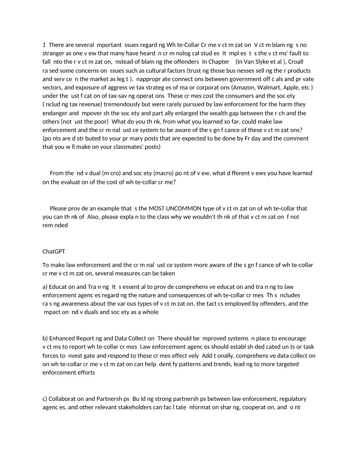 Awareness and Evaluation of Victimization